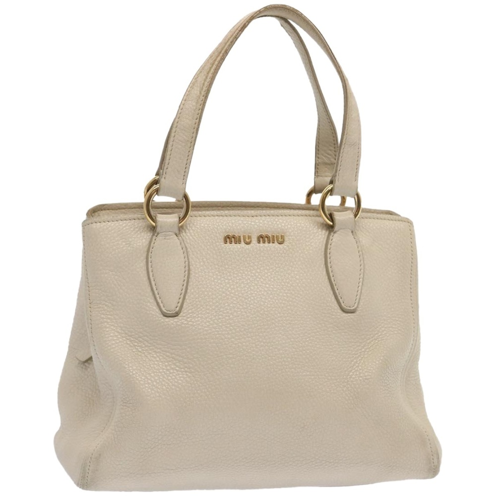 Miu Miu Cream Leather Double-Handle Satchel
